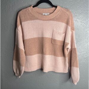 America Eagle outfitters tan and peach knit crop sweater women size M